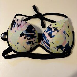 Victoria's Secret Pastel Multi Halter Bikini Top with Black Trim